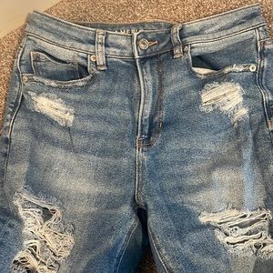 American eagle blue ripped high waisted jeans